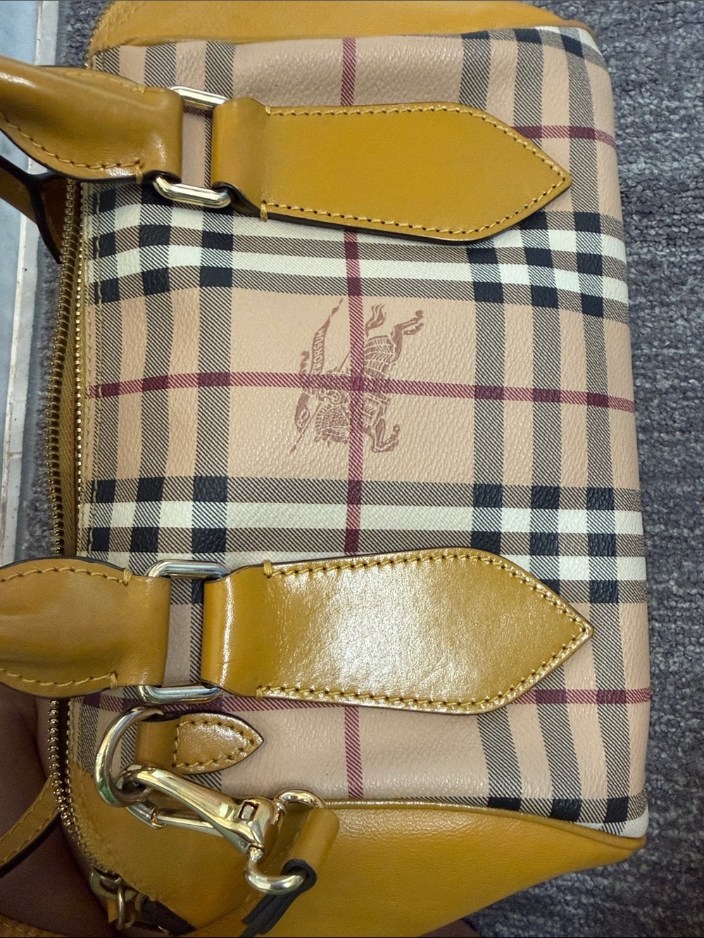 Burberry Mustard Yellow Check Satchel Bag Authentic in very good condition - Picture 14 of 15